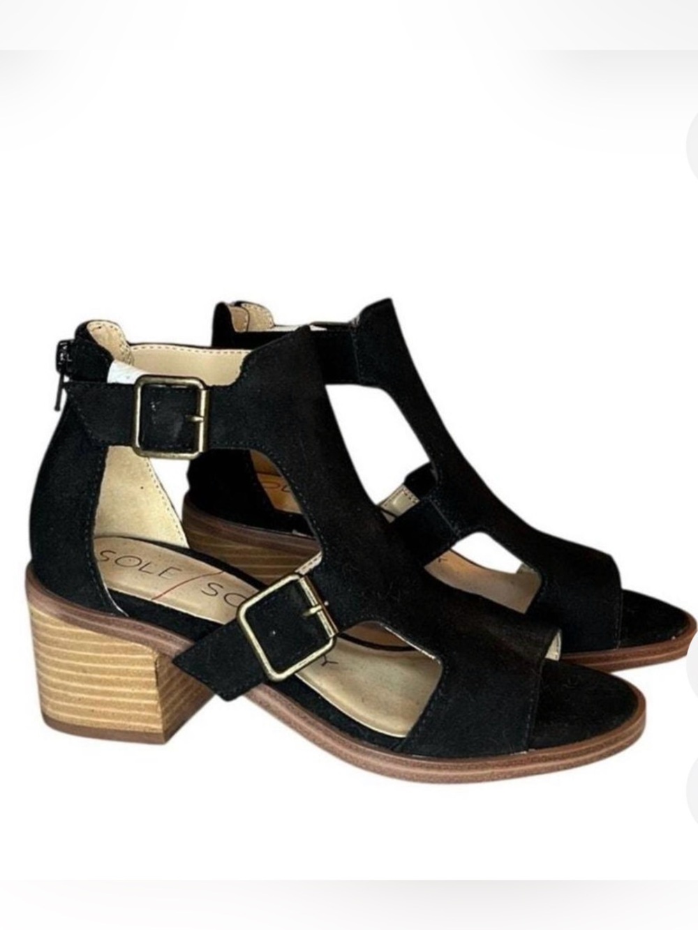 Sole Society Tonni Sandals. Cow Split Suede. Black Color. Sz 9.5.